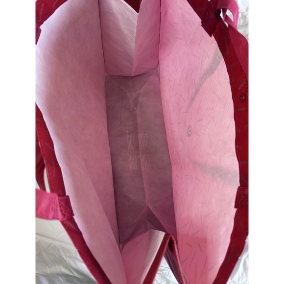 Lululemon Reusable Shopping Gift Bag Tote Yoga Logo 21"x 15 Red Silver New - Picture 6 of 7